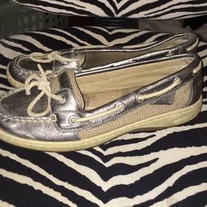 Silver Sperry shoes